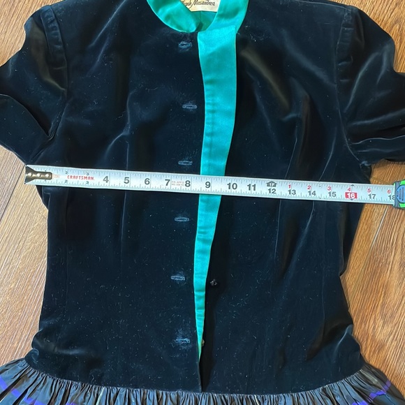 Frank Massandrea VINTAGE 80s Black Velvet Plaid Taffeta Skirt HOLIDAY Christmas - Picture 12 of 16